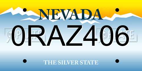 0RAZ406 Nevada License Plate