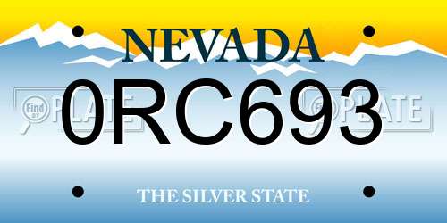 0RC693 Nevada License Plate