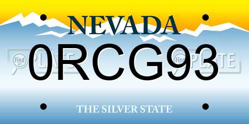 0RCG93 Nevada License Plate