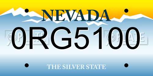 0RG5100 Nevada License Plate