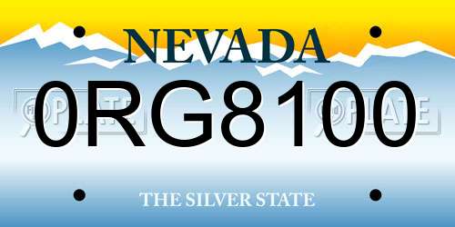 0RG8100 Nevada License Plate