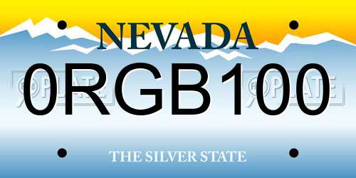 0RGB100 Nevada License Plate