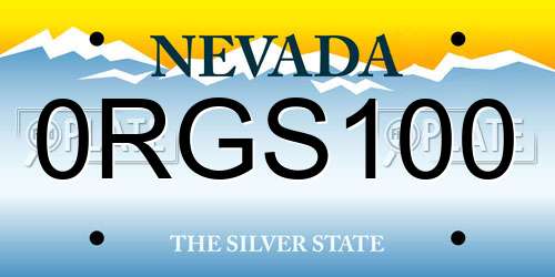 0RGS100 Nevada License Plate