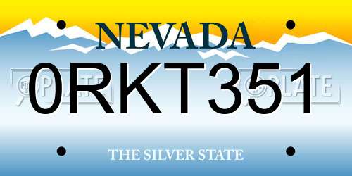 0RKT351 Nevada License Plate