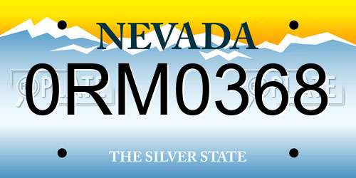 0RM0368 Nevada License Plate