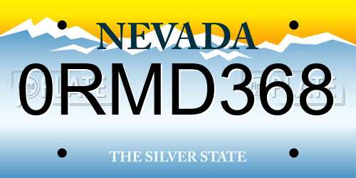0RMD368 Nevada License Plate