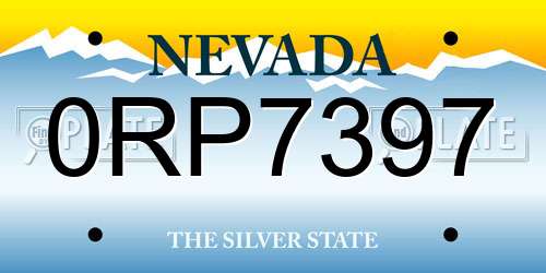 0RP7397 Nevada License Plate