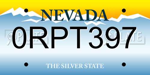 0RPT397 Nevada License Plate