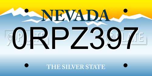 0RPZ397 Nevada License Plate