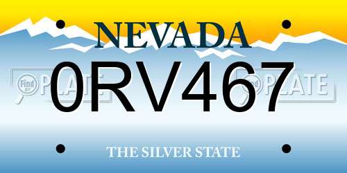 0RV467 Nevada License Plate
