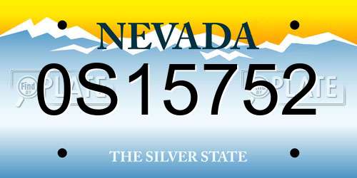 0S15752 Nevada License Plate