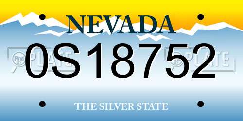 0S18752 Nevada License Plate