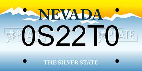 0S22T0 Nevada License Plate