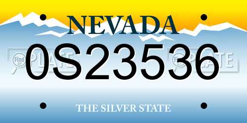 0S23536 Nevada License Plate
