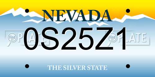 0S25Z1 Nevada License Plate