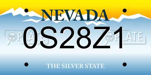 0S28Z1 Nevada License Plate