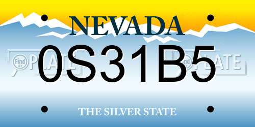 0S31B5 Nevada License Plate