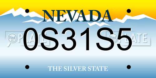 0S31S5 Nevada License Plate