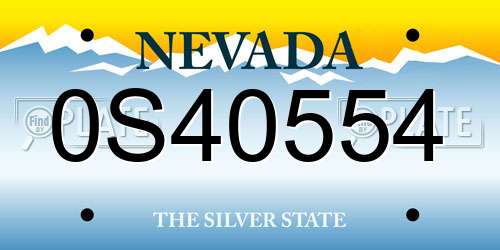 0S40554 Nevada License Plate