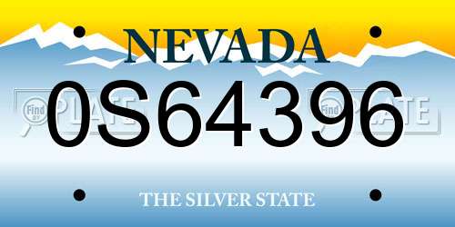 0S64396 Nevada License Plate