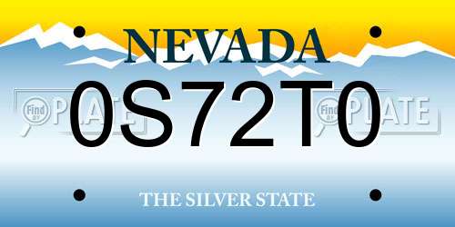 0S72T0 Nevada License Plate