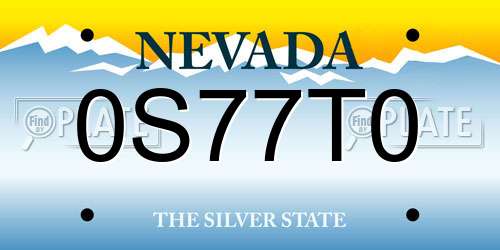 0S77T0 Nevada License Plate