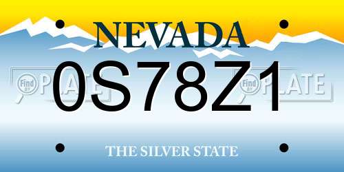 0S78Z1 Nevada License Plate