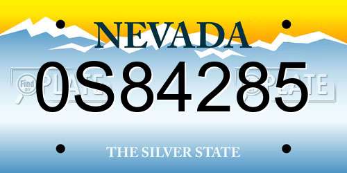 0S84285 Nevada License Plate