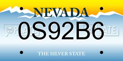 0S92B6 Nevada License Plate