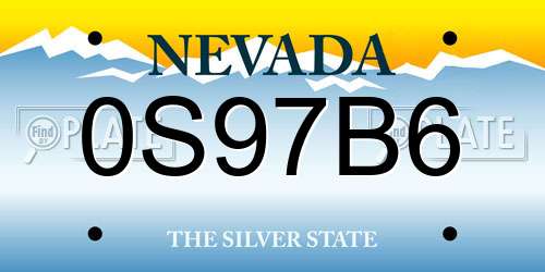0S97B6 Nevada License Plate