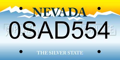 0SAD554 Nevada License Plate