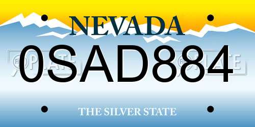 0SAD884 Nevada License Plate
