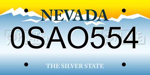 0SAO554 Nevada License Plate