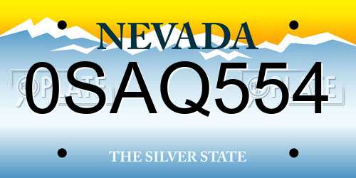 0SAQ554 Nevada License Plate