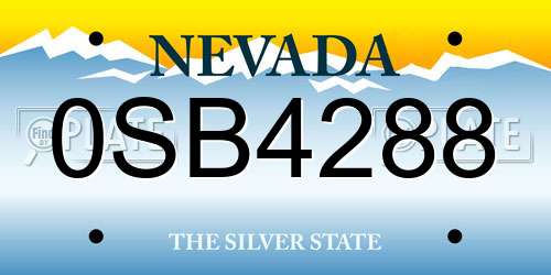 0SB4288 Nevada License Plate