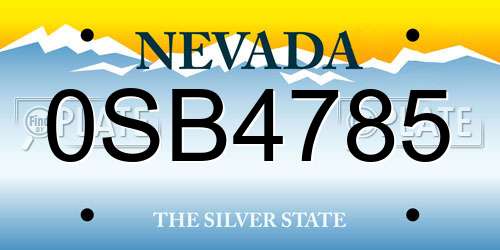0SB4785 Nevada License Plate