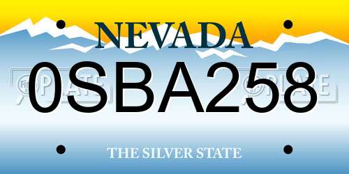 0SBA258 Nevada License Plate