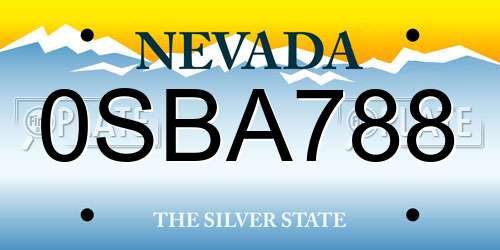 0SBA788 Nevada License Plate
