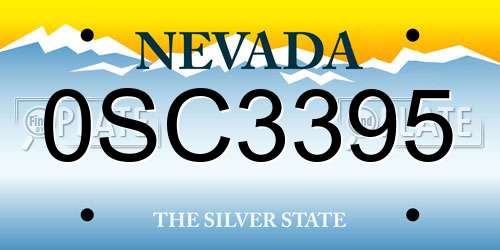 0SC3395 Nevada License Plate