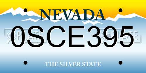 0SCE395 Nevada License Plate