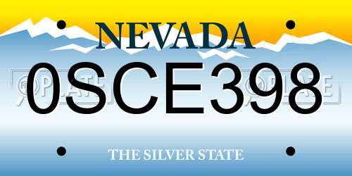 0SCE398 Nevada License Plate