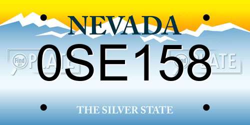 0SE158 Nevada License Plate