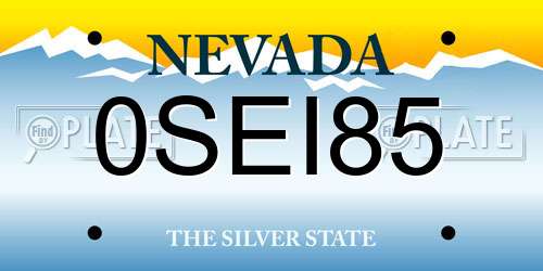 0SEI85 Nevada License Plate