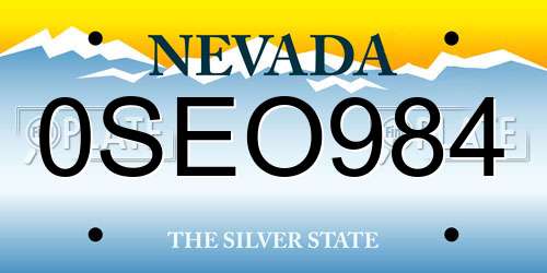 0SEO984 Nevada License Plate