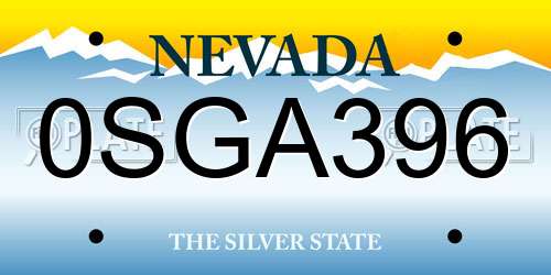 0SGA396 Nevada License Plate