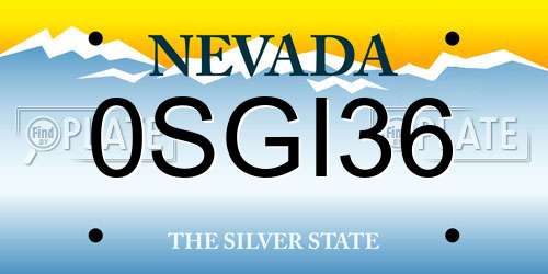 0SGI36 Nevada License Plate