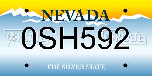 0SH592 Nevada License Plate