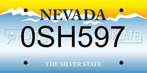 0SH597 Nevada License Plate