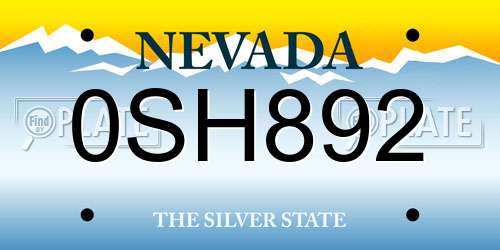 0SH892 Nevada License Plate