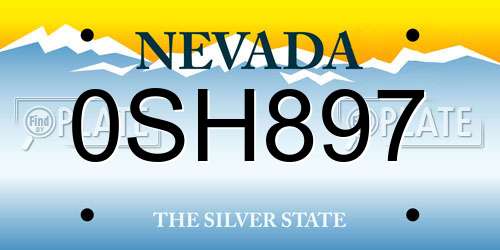 0SH897 Nevada License Plate